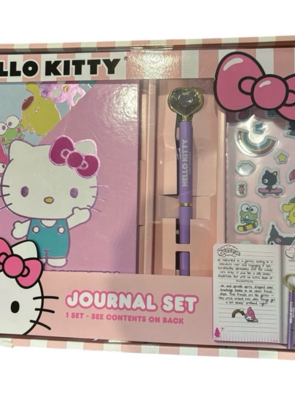 Hello Kitty Pink Journal Set with Pen and Stickers